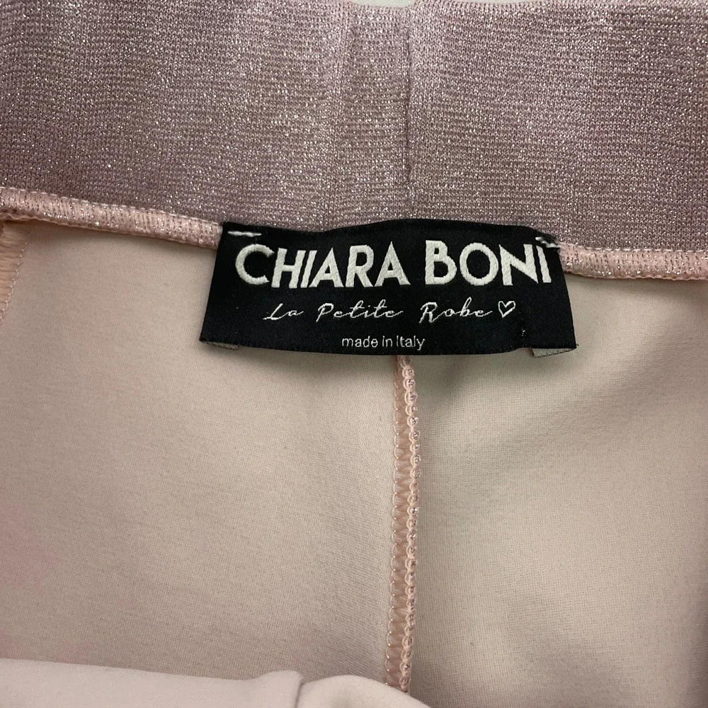 Chiara Boni La Petite Robe Metallic Pink Top & Straight Leg Pants Women's Sz 38